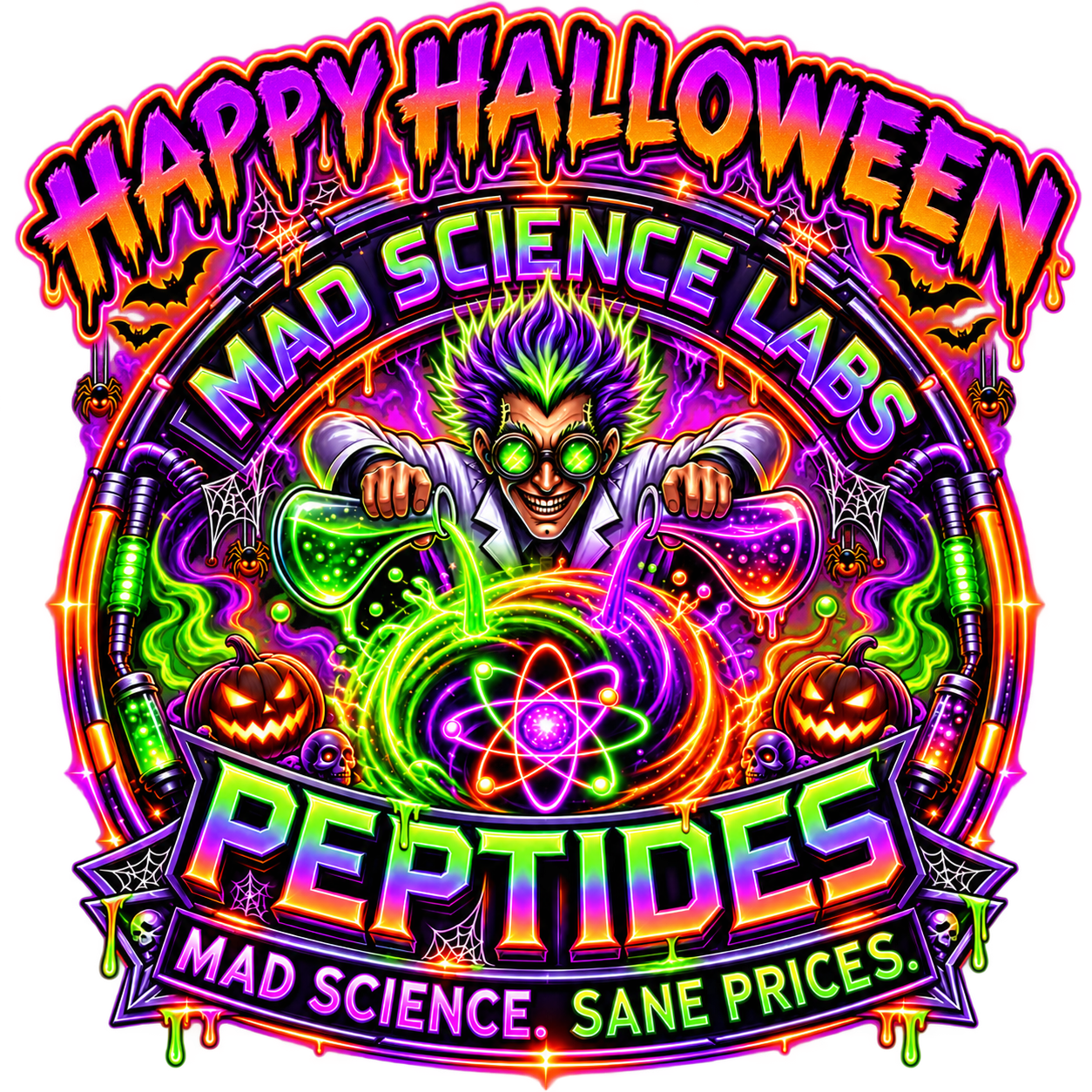 Mad Science Labs Peptides Halloween logo